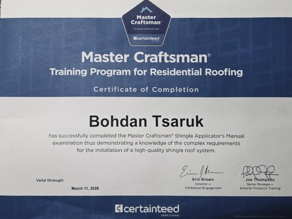 Master Craftsman certification — Bohdan