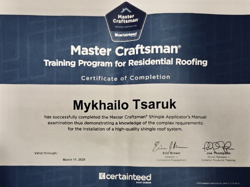 Master Craftsman certification — Mykhailo