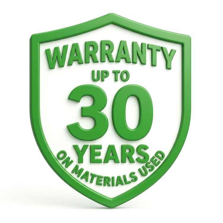 Warranty: up to 30 years on materials and 5-year labor coverage on qualifying work