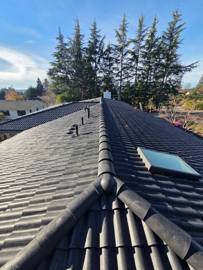 Brava Spanish S-Tile composite roof overlooking Puget Sound in Greater Seattle — Construction Elite roofing project