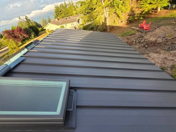 Panel roof detail on a residential home near Puget Sound