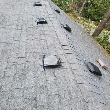 Shingle roof work on a residential home