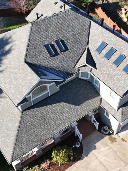 Local shingle work during Puget Sound winter weather