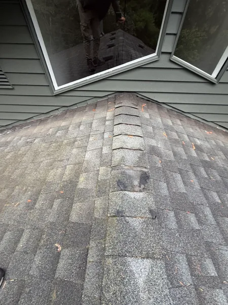 Ridge-to-wall inspection during roof leak tracing