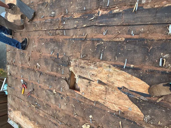 Hole through roof decking found during tear-off