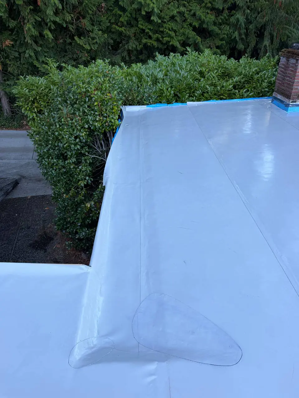 TPO membrane field after repair work serving Bothell