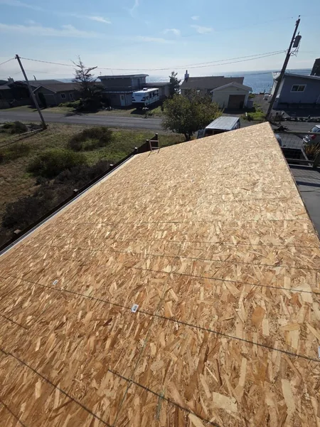 New OSB roof deck before underlayment
