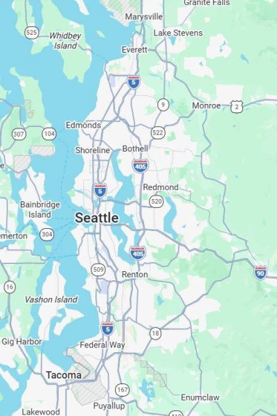 Construction Elite LLC residential roof repair service area map — Greater Seattle, King, Snohomish, and Pierce Counties, WA